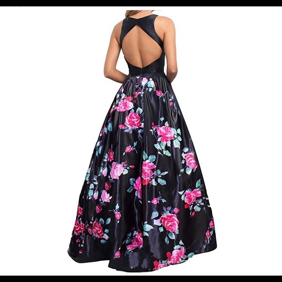 🆕Sleeveless Open Back Print Formal Ball Gown - Picture 2 of 4